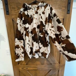 Cow print Sherpa pullover